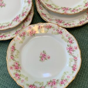 Limoges France Pink Rose Vintage Plates Set of 6